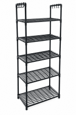 5 Tier Multi-Purpose Storage Rack with Side Hooks 150 x 50 x 26 cm