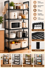 5 Tier Multi-Purpose Storage Rack with Side Hooks - Image 3