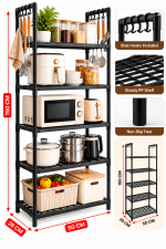 5 Tier Multi-Purpose Storage Rack with Side Hooks - Image 2
